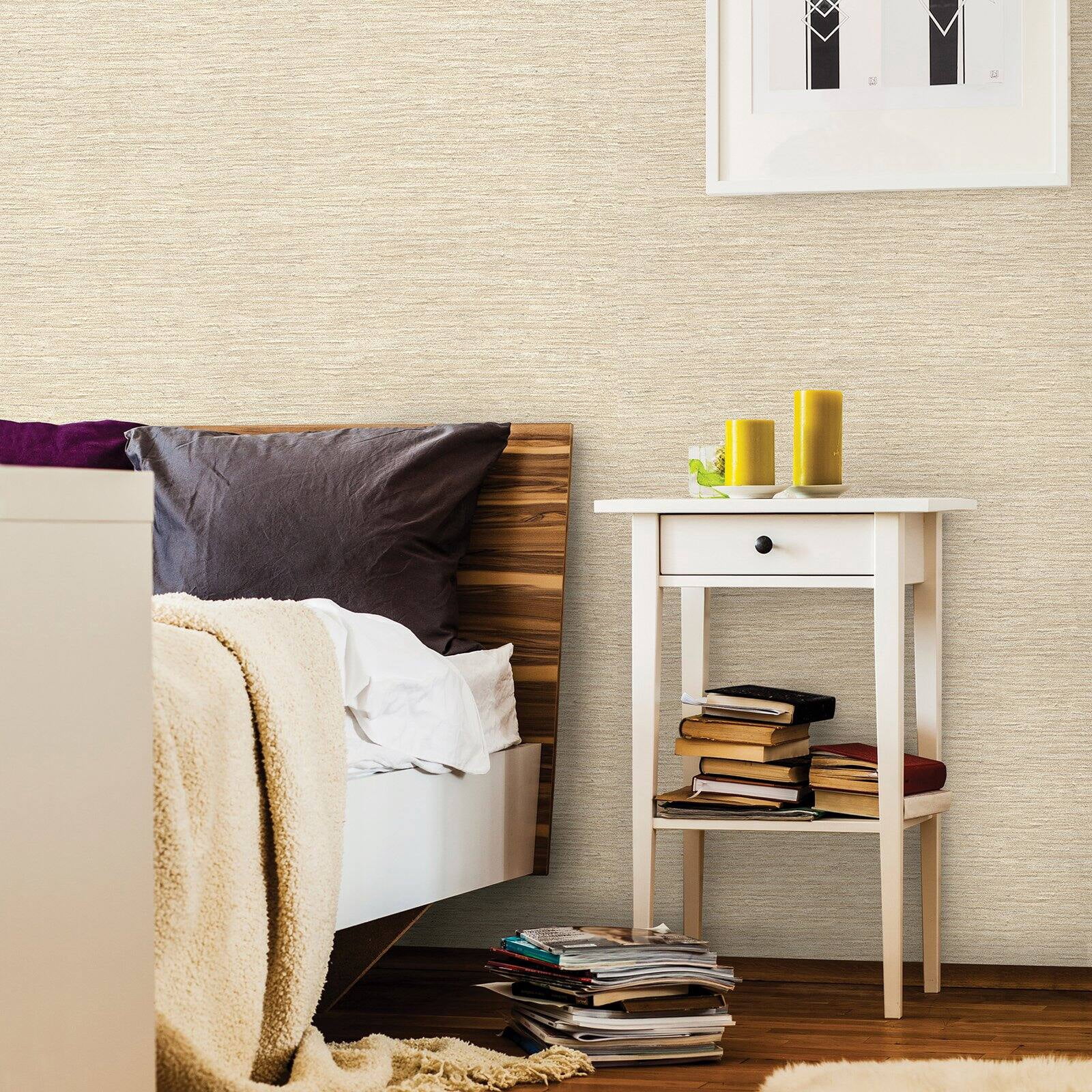 Warner Textures Jerrie Mustard Grass Slub Wallpaper