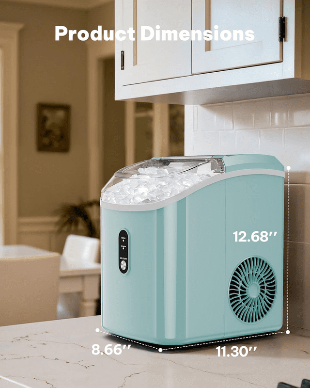 Countertop Nugget Ice Maker,Chewable Pellet Ice Machine with Self-Cleaning Function, 33 lbs/24H Portable Ice Maker for Home, Kitchen, and Office, Green
