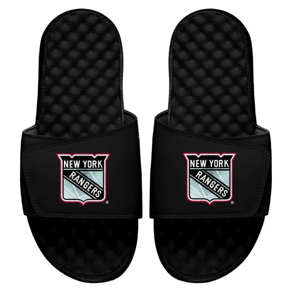 Men's ISlide Black New York Rangers Ice Clipping Mask Slide Sandals