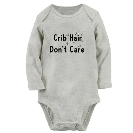 

Crib Hair Don t Care Funny Rompers Newborn Baby Unisex Bodysuits Infant Jumpsuits Toddler 0-12 Months Kids Long Sleeves Oufits (Gray 0-6 Months)