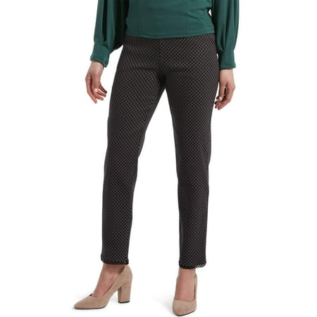 HUE Women's Chrochet Hem Jacquard Straight Leggings, Black, X-Small