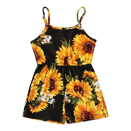 

Xinduolei Summer Matching Mother Daughter Baby Sleeveless Sunflower Pattern Romper Jumpsuit with Pocket Family Matching Set