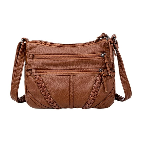 Bag for Women PU Leather Pocketbook Handbag Multi Compartment Purse Shoulder Strap Waterproof brown