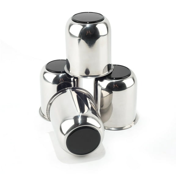 RhinoTuning 3.19in Stainless Push Through Hub Center Caps For Truck Trailer Wheel Rims 4pcs