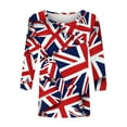 thumbnail image 4 of Union Jack Flag Shirts for Womens Fashion UK United Kingdom Flag Tshirts Great Britain British Women Girl T-Shirt 3/4 Sleeve Summer Tops Casual Dressy Tunic Round Neck Tee Going Out Blouse, 4 of 5