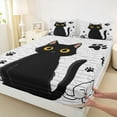 thumbnail image 3 of jejeloiu Cute Animal Cat Bed Sheets,Kawaii Kitten Pattern King Sheets,Black Gray Sheet Set For Teens,Beathable Home Decor,4-Piece, 3 of 7