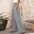 thumbnail image 5 of Women's Boho Chic Gingham Trousers with Elastic Smocked Waists and Flowy Wide Legs Cute Casual Trousers with Pockets Black L, 5 of 7