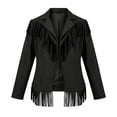 thumbnail image 5 of Miqool Womens Faux Suede Fringe Jacket Casual Long Sleeve Lapel Collar Button Down Jacket Vintage Cowgirl Style Western Coat, 5 of 6