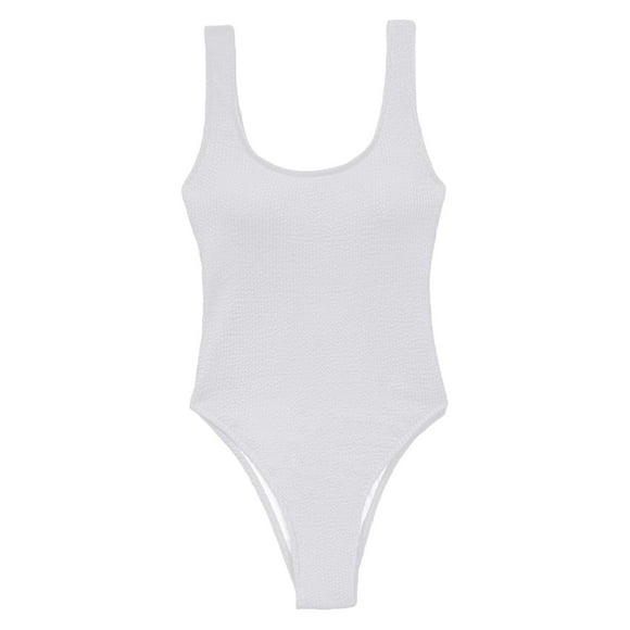 Traje de baño sexy para mujer, con espalda baja y almohadillas para el pecho, tanga de control de abdomen. Blanco