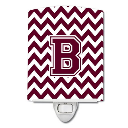 

Letter B Chevron Maroon and White Ceramic Night Light