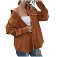 thumbnail image 2 of Goodtrade8 Loose Womens Shirts Corduroy Collared Casual Long Sleeve Solid Color Women Winter Tops, 2 of 7