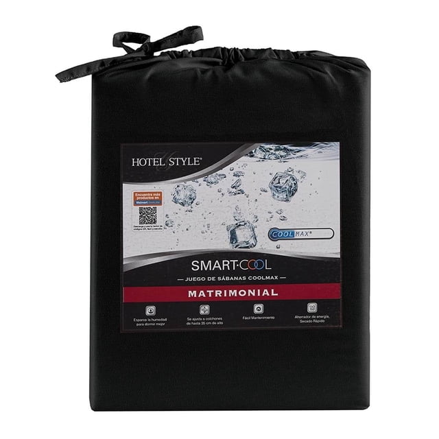 Juego de Sábanas Hotel Style Smart Cool Matrimonial Negro