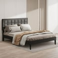 thumbnail image 5 of BONSOIR FULL Size Bed Frame Upholstered Modern Low Profile Platform with Tufted Headboard No Box Spring Needed Linen Fabric Charcoal Gray, 5 of 7
