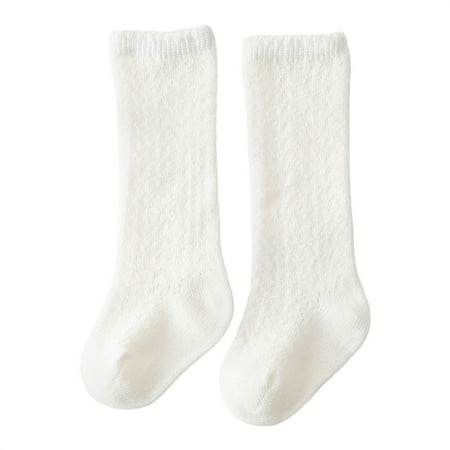 

KelaJuan Baby Long Socks Elastic Hollowed Solid Color Soft Lightweight Socks for Girls Boys