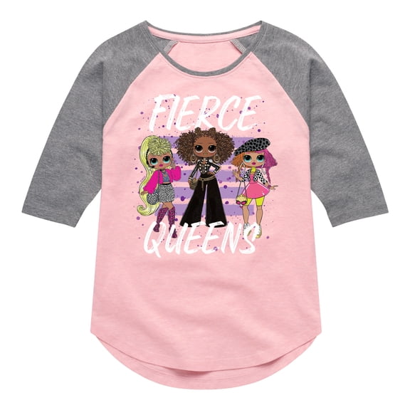 LOL OMG! Fashion Dolls - Fierce Queens - Toddler & Youth Girls Raglan Graphic T-Shirt
