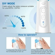 BESTOPE Water Flosser Cordless Dental Irrigator Rechargeable Teeth Cleaner Portable Oral Irrigator with IPX7 Waterproof, 3 Modes, Semi-Hidden Water Tank, 4 Interchangeable Jet Tips for Home and Trave