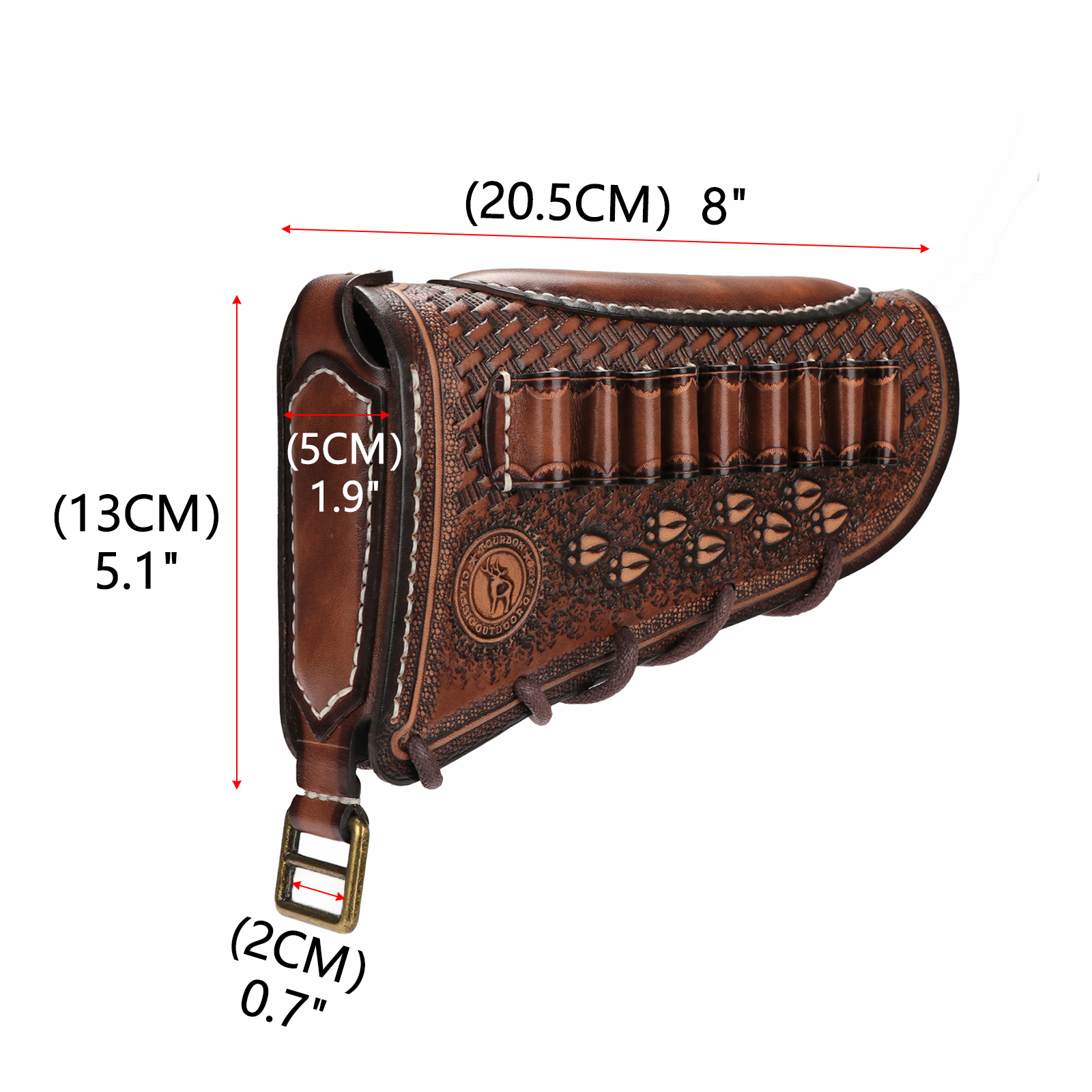 TOURBON Vintage Leather Recoil Pad for Hunting ,  Adjustable,  Brown