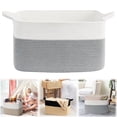thumbnail image 2 of VogueV 50L Foldable Cotton Rope Basket, Rectangular Storage Hamper for Toys, Blankets & Laundry, Hidden Handles Living-Room Ready, Wrinkle-Recover Fabric, 1 Foldable Cotton Rope Storage Basket, 2 of 9