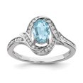 thumbnail image 4 of 925 Sterling Silver Rhodium Diamond and Light Swiss Blue Topaz Ring Size 7, 4 of 6
