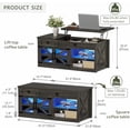 thumbnail image 3 of Farmhouse Coffee Table with Charging Station,Lift Top Coffee Table with Hidden Compartment and 2 Drawers,LED Lights Center Table for Living Room(Rustic Brown), 3 of 18