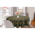 thumbnail image 1 of Tea Party Round Tablecloth, Ethnicity Theme Grunge Bamboo Branches Chinese Lanterns, Circle Table Cloth Cover for Dining Room Kitchen Decor, 60", Reseda Green Marigold, by Ambesonne, 1 of 1