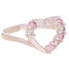 Light Pink and Clear Crystal Swarovski 18kt White Gold-Plated Sterling Silver Kids' Heart Ring