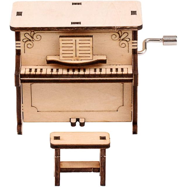 Rompecabezas de madera 3D caja de música DIY con movimiento de alta calidad manivela caja de música de madera para niños Mini caja de música de Piano de decoración JFHHH pequeña