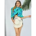 thumbnail image 3 of LA LEELA Women's Bikini Wraps Beach Wrap Cover up Sarong Skirt Bathing suit Swimsuit Cover Ups for Swimwear Women One Size Teal, Leaves, 3 of 5