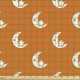thumbnail image 2 of Cartoon Fabric by the Yard, Pattern of Sleeping Moons Carrying Stars in Cartoon Drawing Astronomic Symbol, Decorative Upholstery Fabric for Sofas and Home Accents, White Vermilion by Ambesonne, 2 of 5