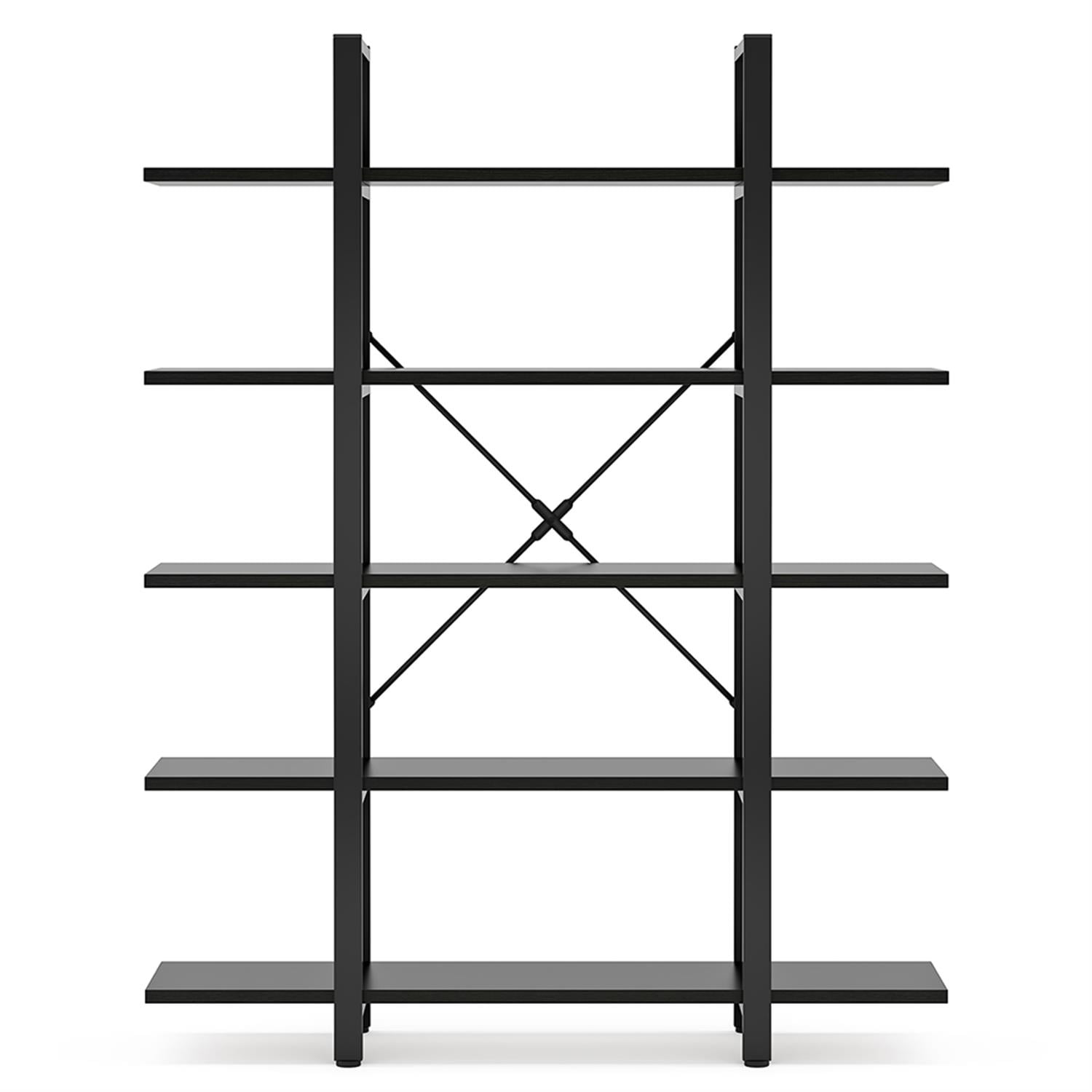 Demi Bonn 5 Tier Bookshelf, Bookshelves, Open Etagere Bookcase Shelf Storage Organizer, Free Standing Storage Shelving Unit for Bedroom, Living Room and Home Office, Black