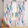 thumbnail image 5 of Blackout Kids Curtains,Watercolor Feather and Dreamcatcher Pattern Childrens Insulated Curtains Set Of 2,Bedroom Essentials,Toddler Room Decor 42x84in(106x213cm), 5 of 5