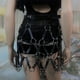 thumbnail image 5 of Cinturón de de Arnés de Cuerpo de material cuero Punk para Mujer con Cadena de Metal - negro, talla inconfundible 黑色 Yinane Falda del arnés del cuerpo de las mujeres, 5 of 8