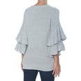 thumbnail image 2 of DKNY $89 Womens New 1493 Gray Ruffled Bell Sleeve Sweater XS B+B, 2 of 2