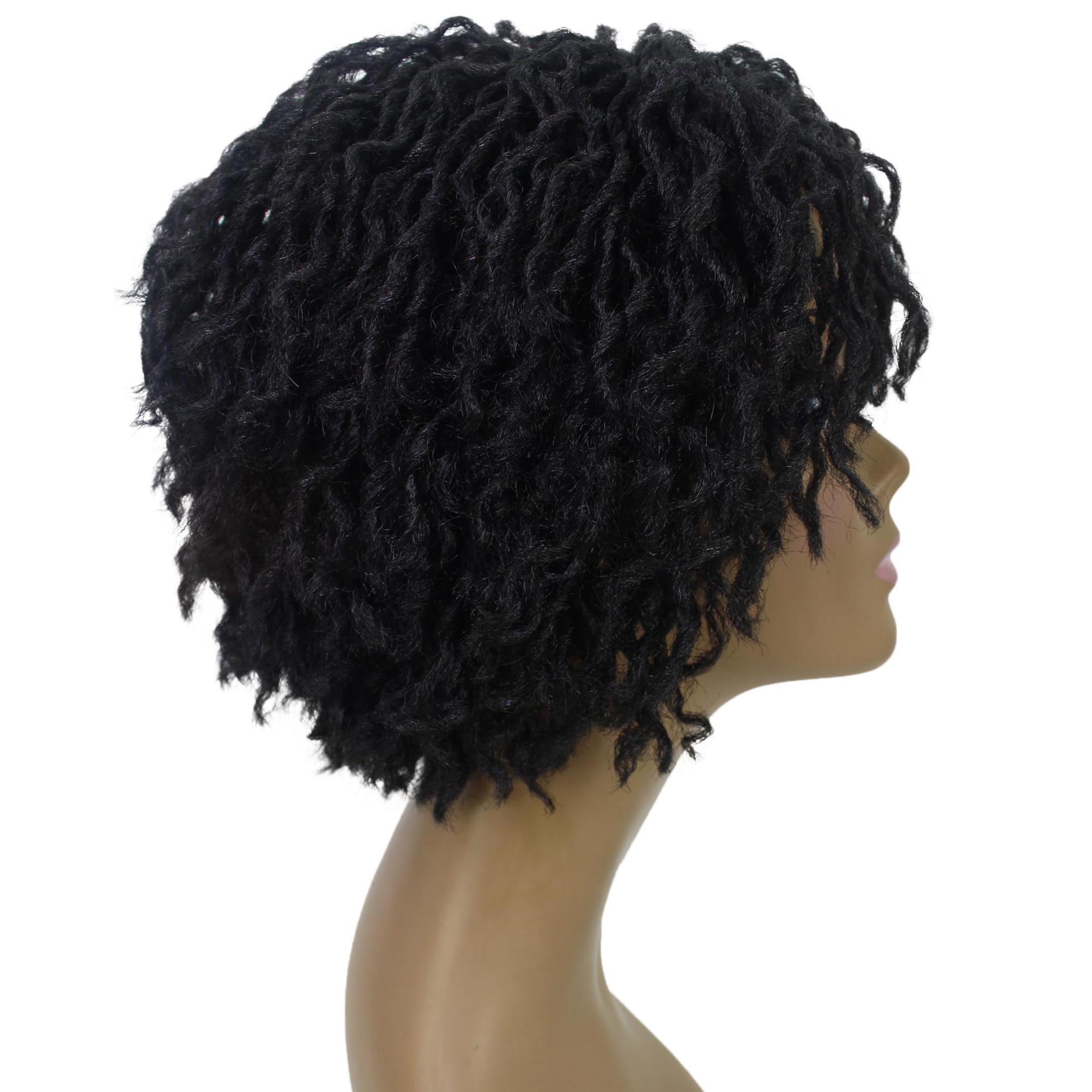 LUXLUXE 10" Black Full Wig for Women | Pixie Cut Synthetic Dreadlock Wig | No Lace, Heat-Resistant for Party & Daily Wear