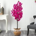 thumbnail image 3 of Nearly Natural 5ft. Artificial Bougainvillea Tree with Handmade Jute & Cotton Basket with Tassels, Pink, 3 of 4