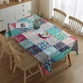 thumbnail image 2 of Rectangle Boho Patchwork Waterproof Tablecloth 60×84 Inch,Bohemian Style Stitching Colorful Floral Vintage Reusable Indoor/Outdoor Durable Table Cover for Party Kitchen Dinner Room Decor, 2 of 5