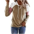 thumbnail image 1 of Pompotops Sweat à Capuche Patchwork pour Femmes, Manches Longues, Décontracté, 1 of 5
