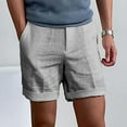 thumbnail image 6 of zeranth Men Suit Shorts Button Zipper Fly Solid Color Casual Shorts with Pockets Straight Wide Leg Thin Short Pants Workwear, 6 of 7