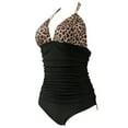 thumbnail image 3 of RXRXCOCO Women High Waisted One Piece Swimsuits Tummy Control Ruched Swimwear Halter Bathing Suit, 3 of 7