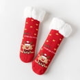 thumbnail image 2 of Xfvqtps Children Cute Christmas Socks Coral Fleece Ultra Thick Plush Lining Plush Edge Cute Elk Deer Pattern Thickened Warm Winter Fuzzy Socks for 1-8 Years Red, 2 of 3