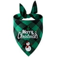 thumbnail image 2 of Christmas Dog Bandanas Classic Plaid Triangle Holiday Scarf with Santa and Snowman Print,Winter Pet Outfit for Boy and Girl Dogs,Red Green Plaid Dog, 2 of 9