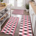 thumbnail image 2 of Pink and Black Argyle Pattern Kitchen Rugs Sets Of 3,Kitchen Runner Rugs Non Skid Washable,Decorative Kitchen Floor Mats for Kitchen,Sink,Laundry,17"x30"+ 17"x47" + 17"x59", 2 of 6
