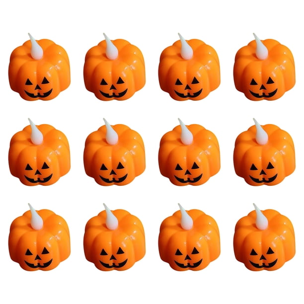 Halloween Halloween, Luces Led, Decoración Nocturna Espeluznante, Adorno de Huesos y Fiestas, Verticales de Hogar y Centro Comercial, Funciona con Pilas, Juego de 12 Piezas, 4,8 X 4,3 Cm