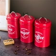 thumbnail image 3 of Porfeet Coffee Container Food Safe Moisture-proof Wrought  Iron Strong Sealing Sugar Canister for Kitchen,Red 3, 3 of 10