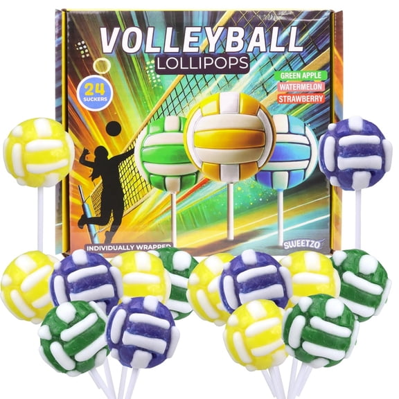 Volleyball Lollipops, Birthday Party Candy, 24 Count Box, 10.16 Ounces