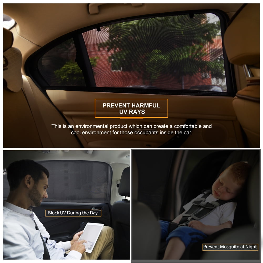 Fits Most Cars//SUVs Uarter Universal Car Rear Side Window Magnetic Stretch to Fit Sun Shade Baby Kid Pet Breathable Sun Shade Mesh Backseat 2 Pcs