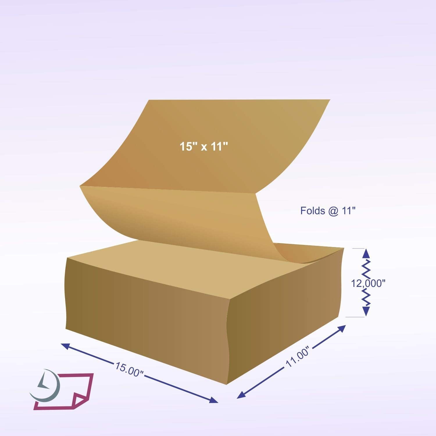 Void Fill Kraft Paper, Ideal for Packing, Case of 1000 Ft, 15" x 11", 30# Brown Paper, Fan-Folded, Compact, Eco-Friendly 15" x 12,000"