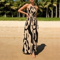 thumbnail image 2 of GUACER Maxi Dress for Women Halter Neck Abstract Print Sleeveless Backless Sundress Boho Flowy High Waist Resort Wear Beach Vacation Outfit, 2 of 7