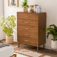 thumbnail image 3 of Furniture of America Erik Adult Mid-Century 5-Drawer Bedroom Wood Vertical Dresser, Walnut, 3 of 13