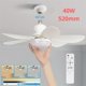 thumbnail image 2 of Ventilador de techo con enchufe de 40 W y luz, ventiladores de techo con tornillo de 20,5 pulgadas con LED y control remoto para dormitorio, garaje y cocina, 2 of 5
